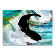 Surfing in Curling Wave Card
