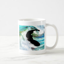 Surfing in Curling Wave Mug