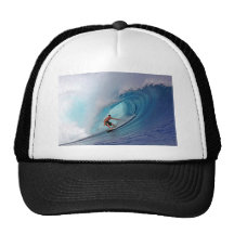 Surfing large blue wave Mentawai Islands Hats