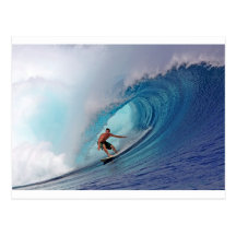 Surfing large blue wave Mentawai Islands Postcard