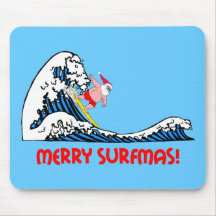 Surfing Santa Mousepads
