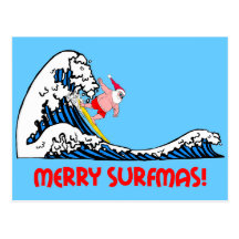 Surfing Santa Post Cards