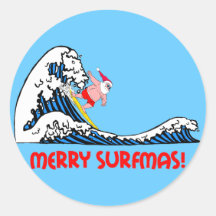 Surfing Santa Stickers