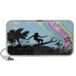 surfing surfer vector art surfing into rainbows 2 iPhone speakers