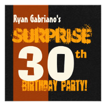 SURPRISE 30th Birthday Modern Black and Gold W569 Personalized Announcements