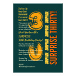 SURPRISE 30th Modern Birthday Green Gold Orange Personalised Announcements
