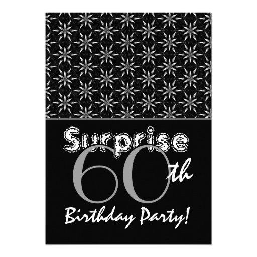 SURPRISE 60th Birthday Silver and Black Stars Personalised Invitations