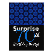 SURPRISE 70th Birthday Royal Blue Stars W1448 Personalized Invites