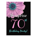 SURPRISE 70th Birthday Template Pink Daisy Personalized Announcement