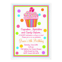 Surprise  Candy Cupcake Birthday Invitation