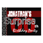 Surprise Modern 00th Birthday Black Red White W975 Personalized Invites