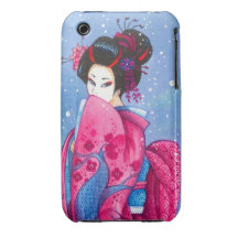 Surprise Snow, Pink Kimono Geisha Art iPhone Case iPhone 3 Case-Mate Cases