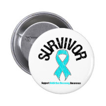 SURVIVOR Ribbon Addiction Recovery Pinback Button