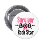 Survivor Rock Star - Breast Cancer Survivor Pinback Button
