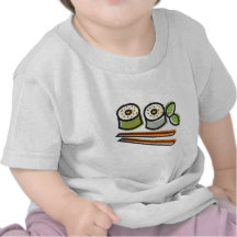 sushi rolls and chopsticks t shirts