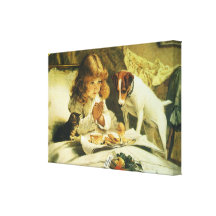 Suspense, Saying Our Prayers Charles Burton Barber Stretched Canvas Print