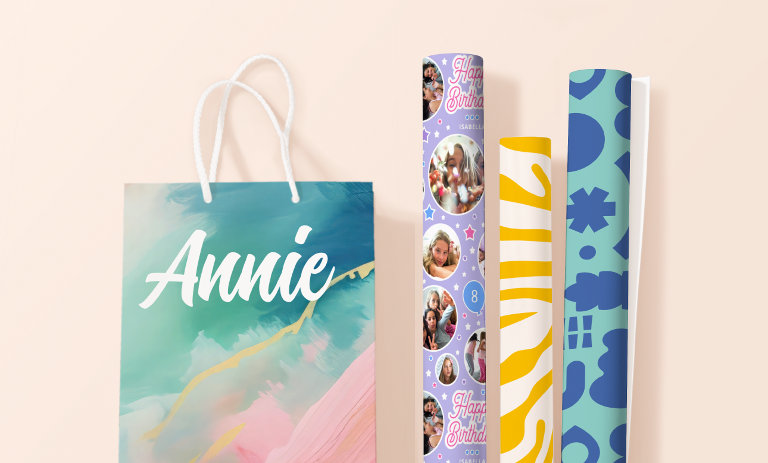 Browse our Gift Wrapping & Party Supplies to find customizable stickers, fabric, napkins, and more!