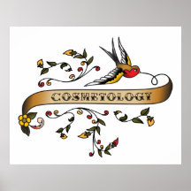 Swallow and Scroll with Cosmetology Print