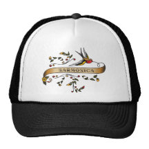 Swallow and Scroll with Harmonica Trucker Hats