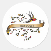 Swallow and Scroll with History Round Stickers