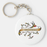 Swallow and Scroll with Volleyball Key Chain