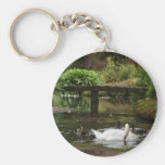 Swan And Ducks On Lake In Mount Stewart Gardens Keychains