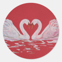 Swan Heart Round Stickers