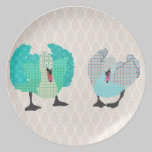 Swanky Swans Damask Plate plates