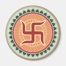 Swastika with Traditional Indian style Mandana Magnets