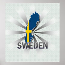 Sweden Flag Map 2.0 Posters