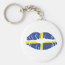 sweden kiss lipstick flag key chain