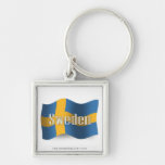 Sweden Waving Flag Keychain