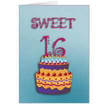 Sweet 16 Birthday Cake card