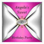 Sweet 16 birthday Invitation Hot Pink
