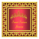 Sweet 16 Birthday Party Red Gold Silver Tiara Custom Invitation