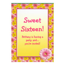 Sweet 16 Gerbera Daisy Birthday Party Invitation
