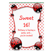 Sweet 16 Ladybug Birthday Party Invitation