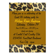 Sweet 16 Leopard Print Party Announcements