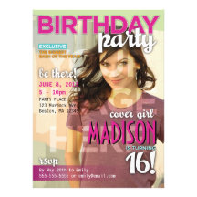 Sweet 16 Magazine Cover Birthday Invitation