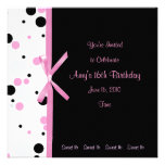 Sweet 16 Pink and Black Polka Dot Invitation
