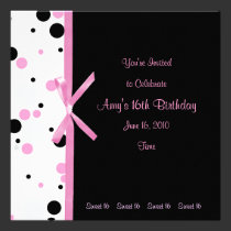 Sweet 16 Pink and Black Polka Dot Invitation invitations