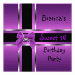 Sweet 16 Purple Pink Silver Black Personalized Invitation