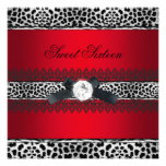 Sweet 16 Sixteen Leopard Red Black Diamond Custom Announcements