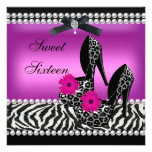 Sweet 16 Sixteen Pink Black Zebra Leopard Announcement