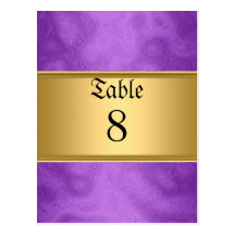 Sweet 16 table Numbers Cards Purple Postcards