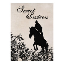 Sweet 16 Vintage Horse Jumping Birthday Invitation