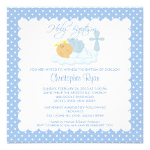 Sweet Baby Boy & Cross Holy Baptism Inviation Personalized Invites