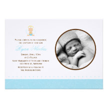 Sweet Baby Boy Photo Baptism Personalized Invite