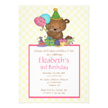 Sweet Bear Cupcakes Birthday Invitation