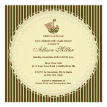 Sweet Bear Umbrella Baby Shower Invitation